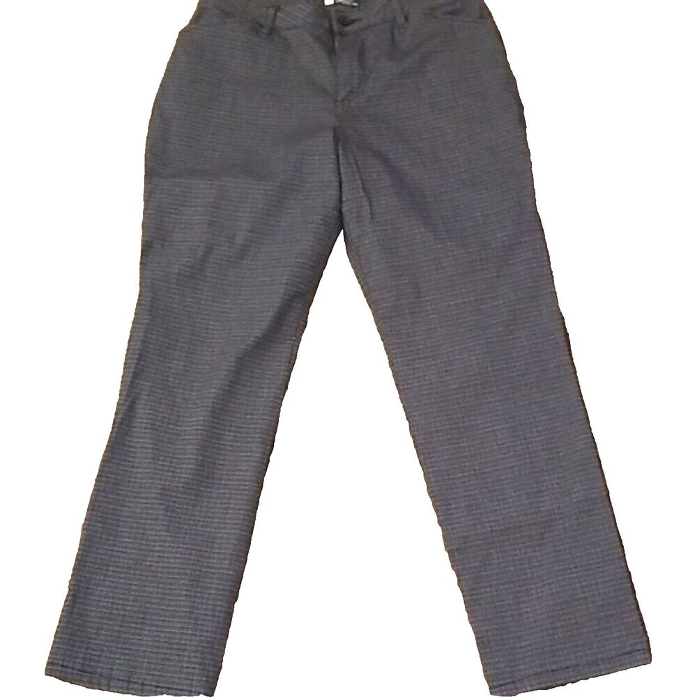 Lee Women’s 10P Light Brown Career Dress Pants Petite Straight Leg Micro Check